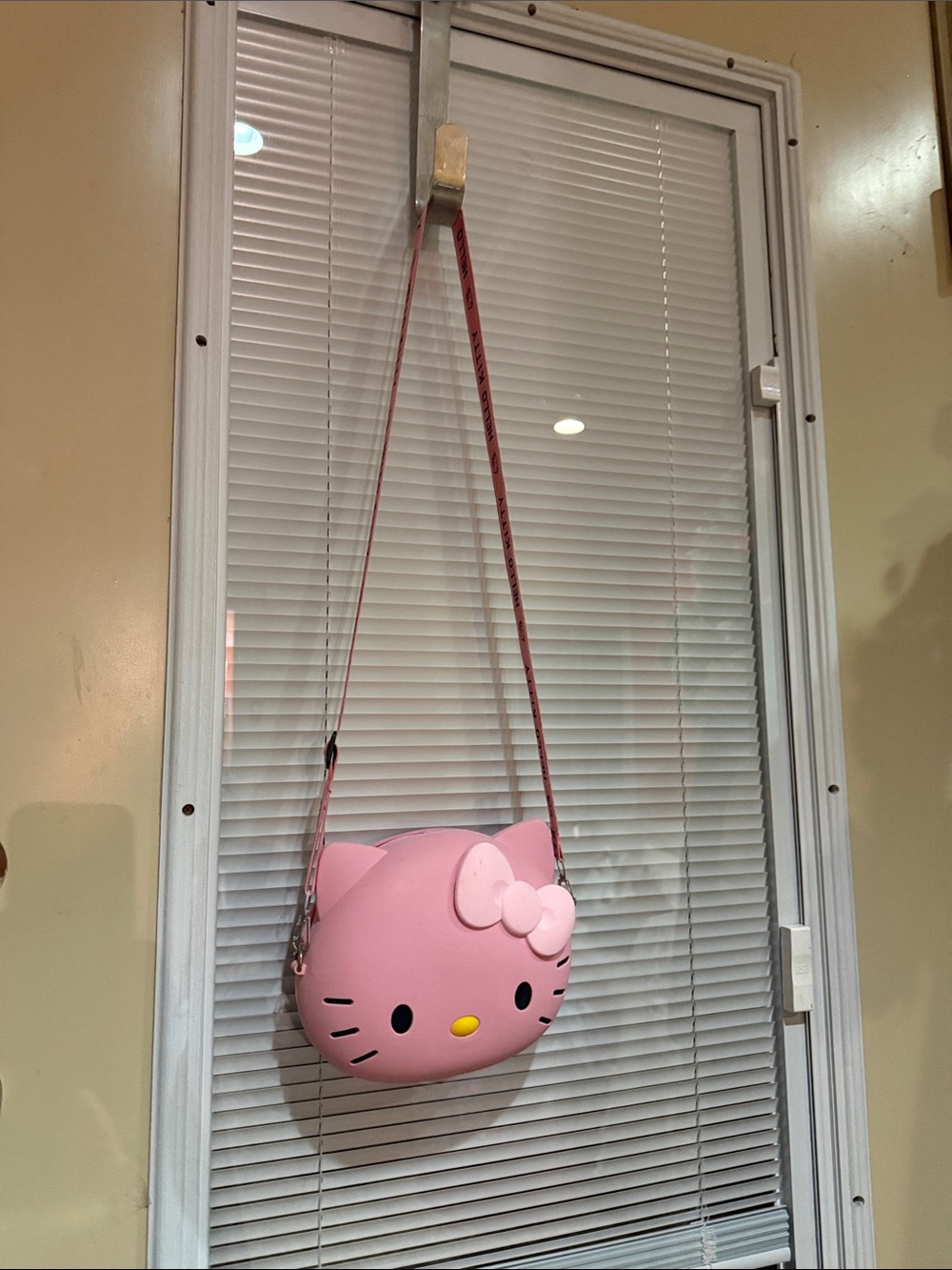 Hello Kitty Pink Cat Face Crossbody Bag with Bow Accent